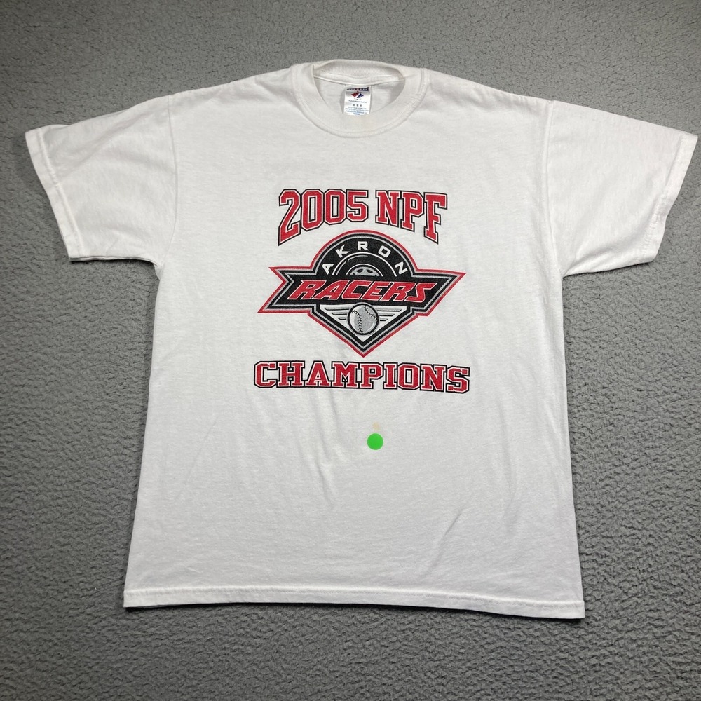 VTG Akron Racers Shirt Adult Medium White 2005 NPF Champions Player Name List